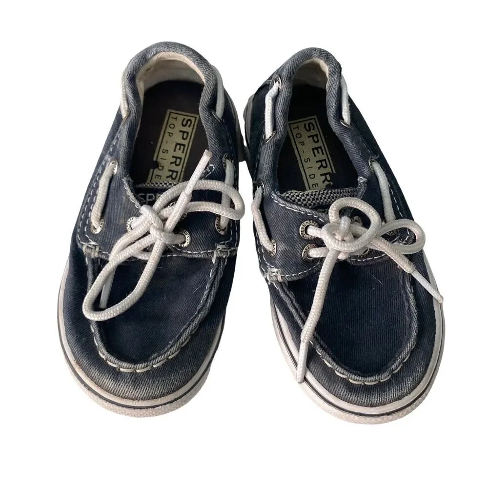 Sperry Top-Sider Kids Size 7 Halyard Slip On Boat Shoes Blue White Baby Unisex